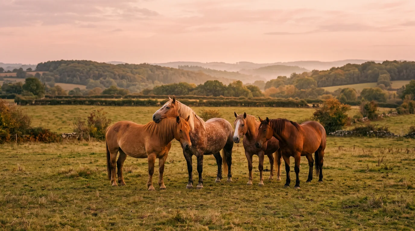 Les chevaux du Centre équestre du Barrage de Lavaud en liberté, Charente